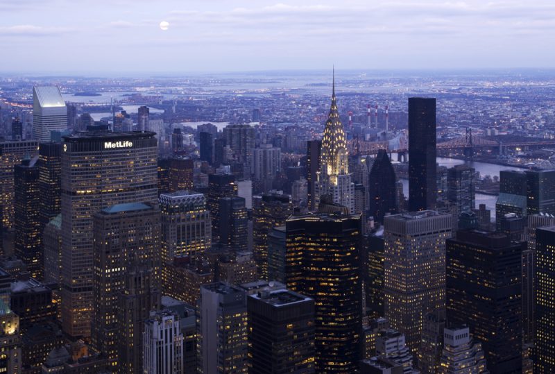 The East Side of Midtown Manhattan, showing the terraced crown of the Chrysler Building  Photo Credit