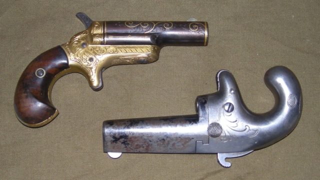 Colt Deringers: on the right, 1st Model (1870–1890), and left, 3rd Model (1875–1912), all .41 rimfire. Photo Credit