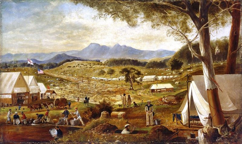 Gold diggings, Ararat, Victoria, by Edwin Stocqueler, 1854.