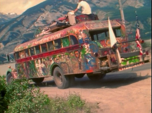 Armed only with a brightly coloured bus the purpose of the cheerful commune was to promote the members' books and journals, as well as try to prove a humanistic point among the authoritative pillars of society. Photo Credit