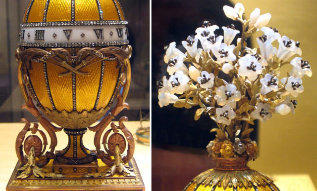It was made in 1899 under the supervision of the Russian jeweler Peter Carl Fabergé  Photo Credit1 Photo Credit2