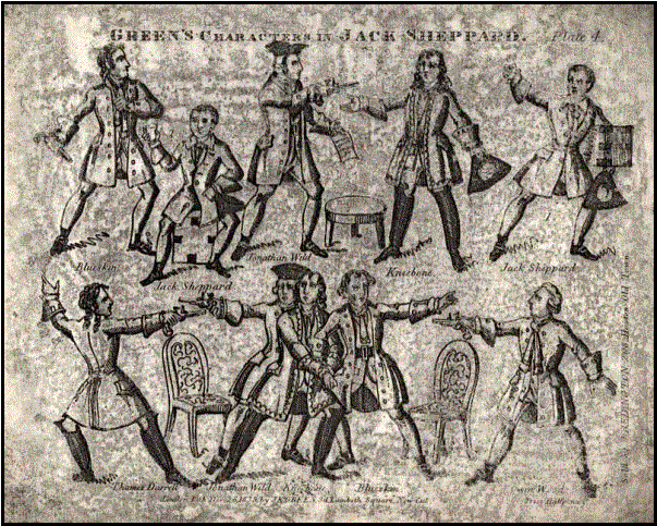 Illustration of characters from the play Jack Sheppard, published by JK Green on December 26, 1839