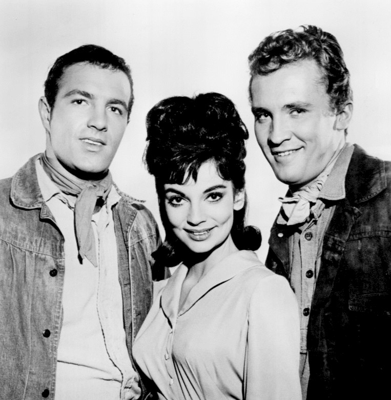 Photo of James Caan, Karyn Kupcinet and Roy Thinnes from an episode of the program Death Valley Days.