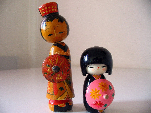Most of the Kokeshi traditional dolls are made from the Mizuki tree. Photo Credit