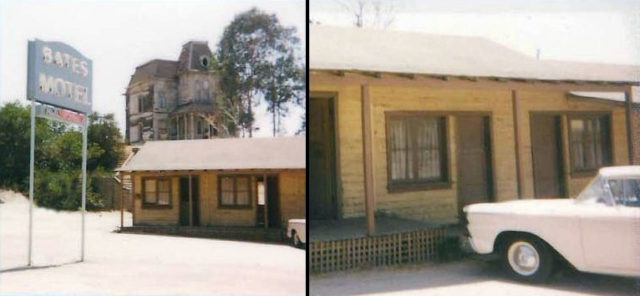 The ‘Psycho’ set on the Universal lot, featuring a Ford Custom 300 similar to that driven by Janet Leigh in the film.