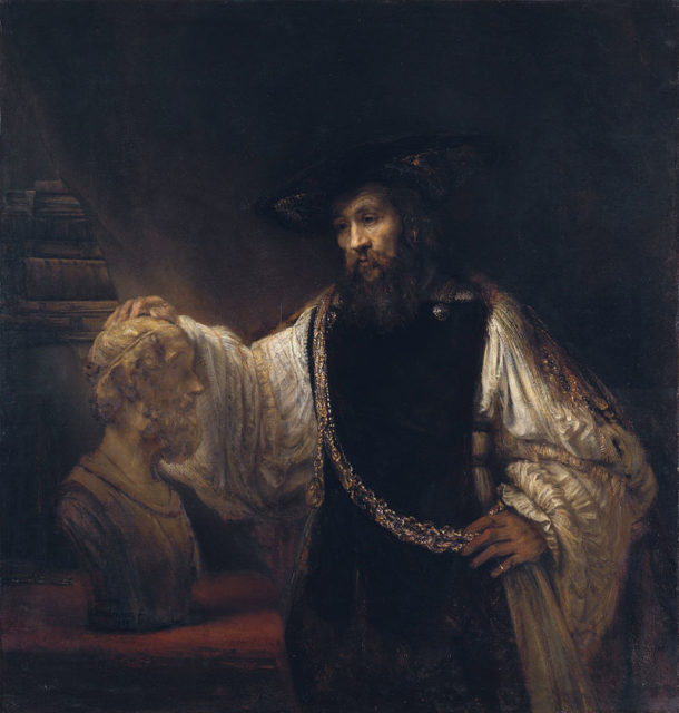 “Aristotle with a bust of Homer” by Rembrandt.