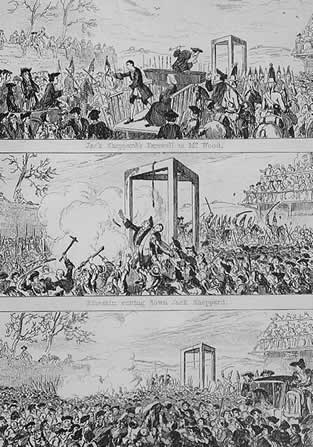 'The Last Scene' 1.'Jack Sheppard's Farewell to Mr Wood' 2.'Blueskin cutting down Jack Sheppard' 3.'The body of Jack Sheppard carried off by the mob' - Date: 1702 - 1724