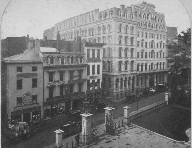 The Parker House as it looked in 1866, eleven years after opening.