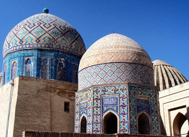 The Shah-i-Zinda Ensemble includes mausoleums and other ritual buildings of 9-14th and 19th centuries. Photo Credit