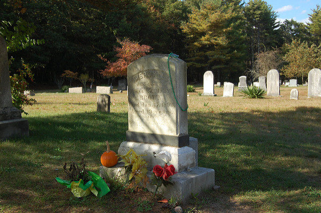 The gravestone of Mercy Brown in the small cemetery of the Baptist Church in Exeter Photo Credit