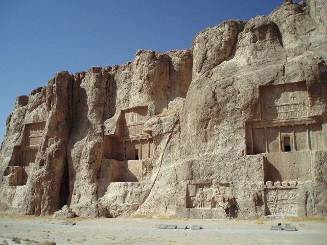 The oldest of the tombs is attributed to Darius I, and the other three to his successors on the basis of indirect stylistic evidence. Photo Credit