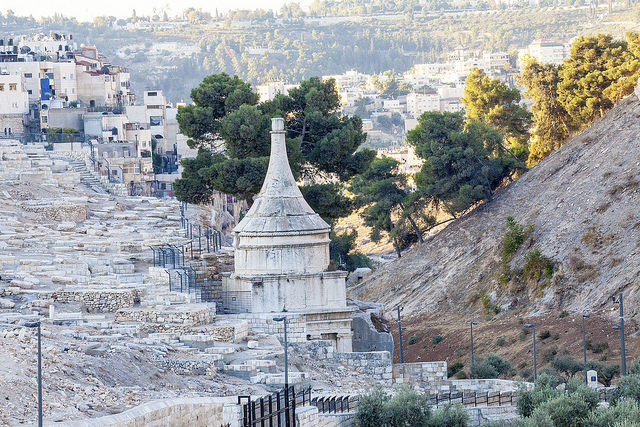 The tomb is built on the lower western foothills of Mount of Olives, facing the old city of Jerusalem. Photo Credit
