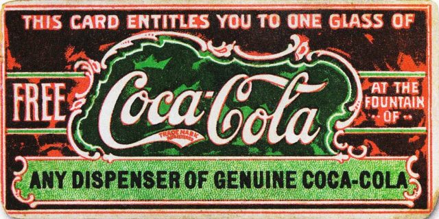 Believed to be the first coupon ever, this ticket for a free glass of Coca-Cola was first distributed in 1888 to help promote the drink. By 1913, the company had redeemed 8.5 million tickets.