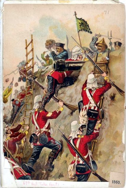 British troops taking fort in 1860