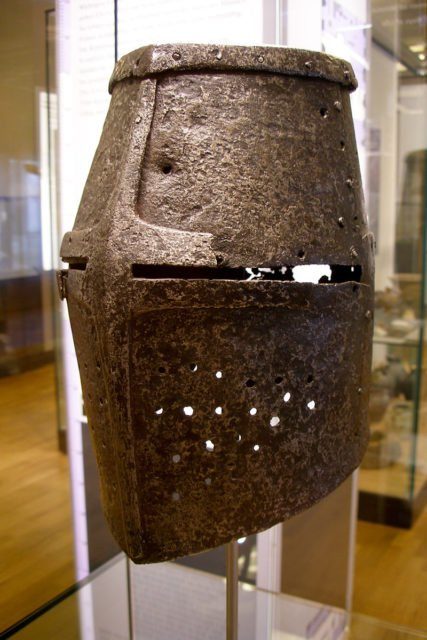 Ancient German armor helmet, exhibited at the Berlin Museum Photo Credit