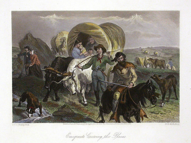 Settlers crossing the Great Plains by F.O.C. Darley & engraved by H.B. Hall.