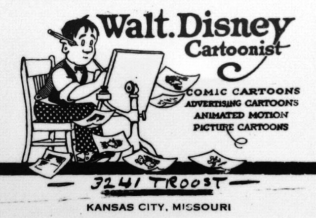 Walt Disney’s business envelope featured a self-portrait c. 1921