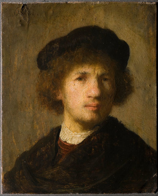 Self Portrait by Rembrandt van Rijn, 1630.