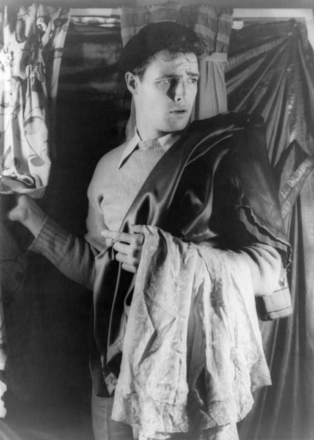 A 24-year-old Marlon Brando on the set of the Broadway production of A Streetcar Named Desire, 1948.