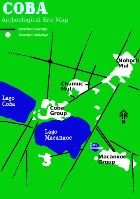 Map of the Cobá archeological site. Photo Credit