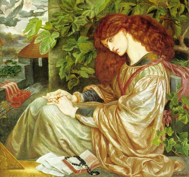 Pia de’ Tolomei (1868–1880), by Dante Gabriel Rossetti, an important member of the PRB. Spencer Museum of Art, University of Kansas, Lawrence (model: Jane Morris).