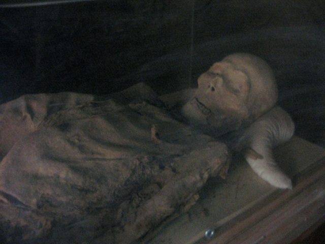 A preserved mummy at the Astana Graves.