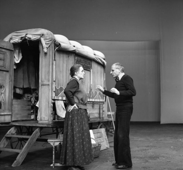 Manfred Wekwerth and Gisela May during rehearsals of Mother Courage and Her Children (1978). Photo Credit