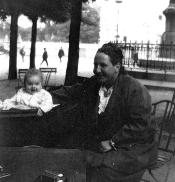 Gertrude Stein with Ernest Hemingway’s son, Jack Hemingway (nicknamed Bumby) in 1924. Stein is credited with bringing the term “Lost Generation” into use.