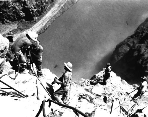 Looking down at “high scalers” above the Colorado River.