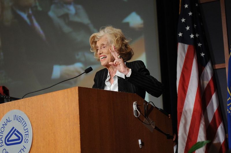 Eunice Kennedy Shriver speaks on March 3, 2008, ceremony in her honor.