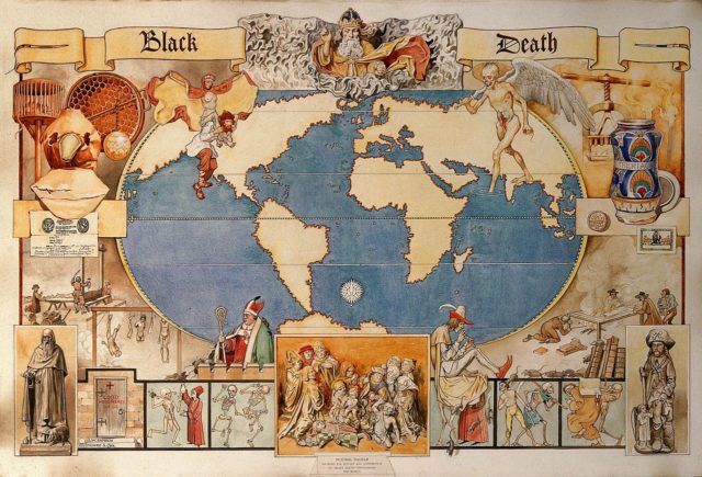 Map showing the history and distribution of the black death around the world. Photo Credit