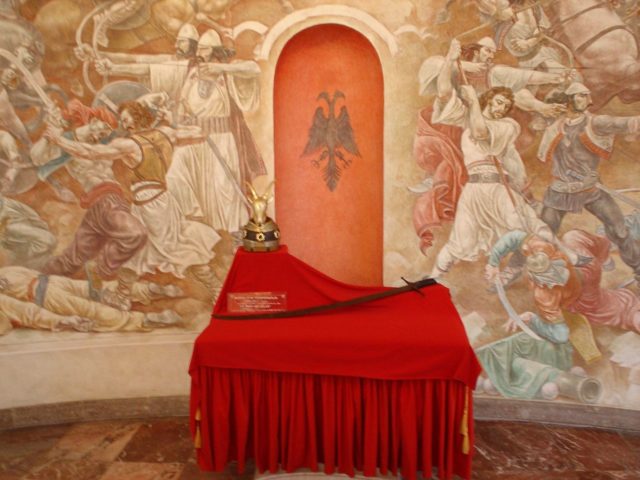 Replica of the Arms of Skanderbeg at the Museum of Kruja.