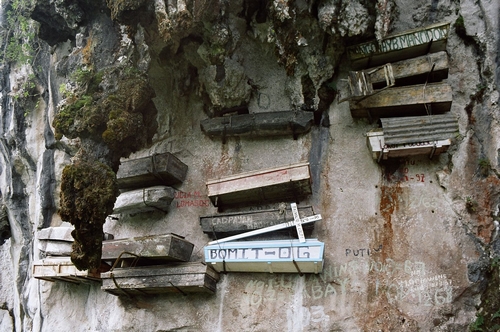 Hanging coffins at Sagada, Mountain Province in the Philippines. Photo Credit