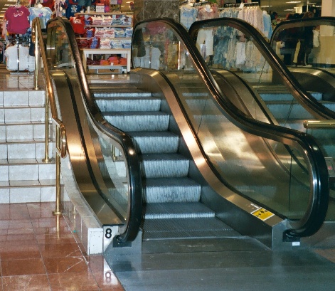 The short escalator in Westfield Garden State Plaza, Paramus, New Jersey