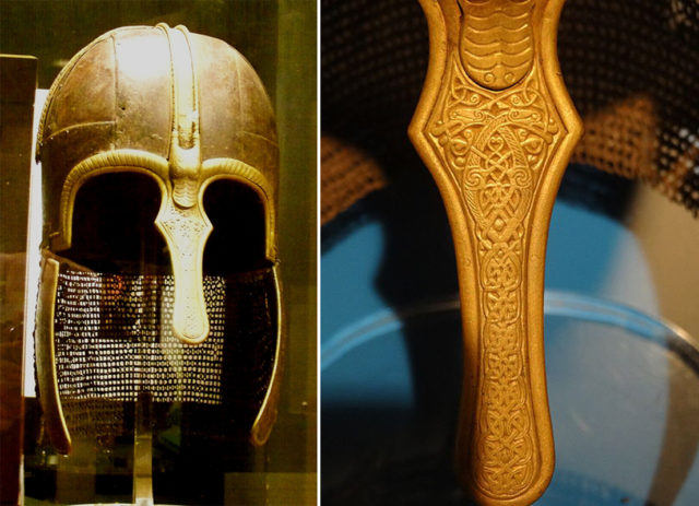 The decoration of the nose-piece is a beautiful example of Anglo-Saxon craftsmanship. Photo Credit1 Photo Credit2