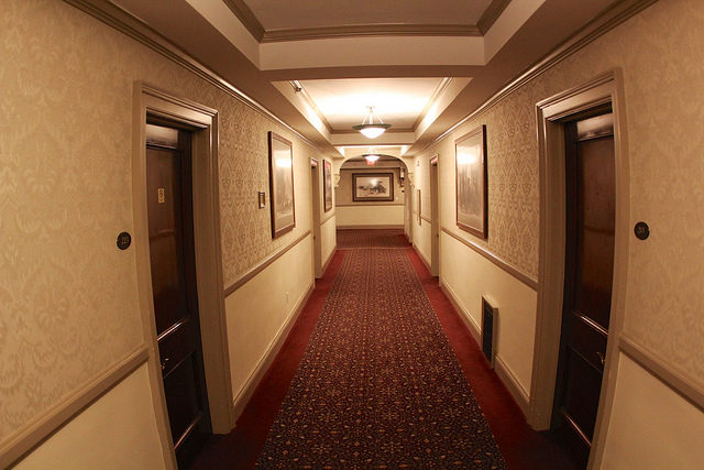 The halls of the Stanley Hotel inspired the famous halls of the fictional Overlook Hotel in King’s novel. Photo by daveynin CC BY 2.0