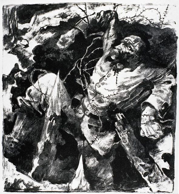 Dying Soldier in a Trench (1915) by Willy Jaeckel.