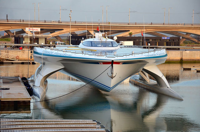 PlanetSolar, the world’s largest solar-powered boat and the first ever solar electric vehicle to circumnavigate the globe Photo Credit