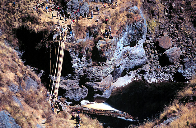 Main cable and hand-ropes are in place.Photo Credit