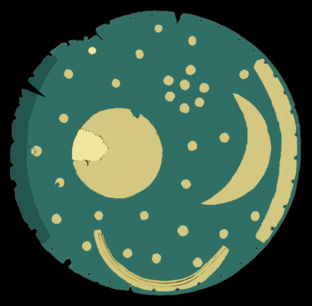 4) Diagram of the disk in its current condition (a star and a part of the sun—or full moon—have been restored) Photo Credit