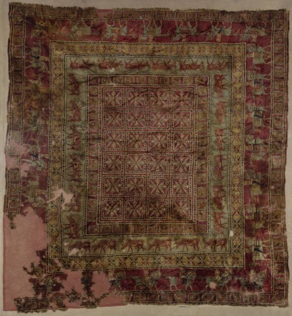 The Pazyryk Carpet. Circa 400 BC. Hermitage Museum Photo Credit