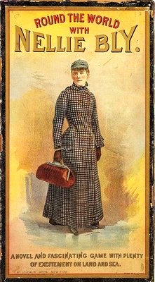 Cover of the 1890 board game Round the World with Nellie Bly.