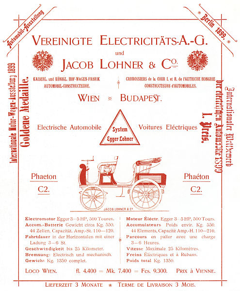 Advertising Egger-Lohner C2 of 1899