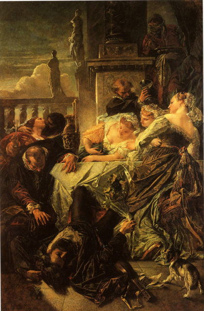 “The Death of Pietro Aretino,” by Anselm Feuerbach. Aretino was an Italian poet who reportedly died from laughter.