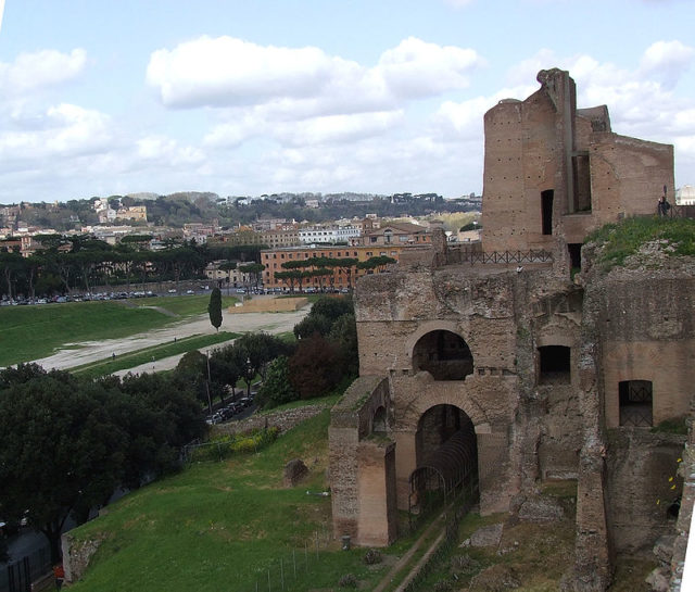 Part of the Imperial Palace complex on the Palatine Hill overlooking the Circus Maximus, built during the reign of Septimius Severus. Photo Credit