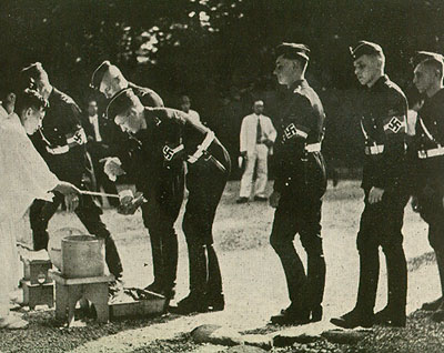 A delegation of the Hitlerjugend visits the Meiji Shrine in Tokyo during a several-month-long friendship tour in 1938