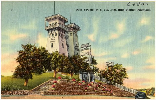 Irish Hills Towers postcard. Photo Credit