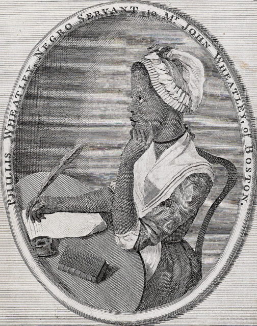Phillis Wheatley, illustrated by Scipio Moorhead in the Frontispiece to her book Poems on Various Subjects