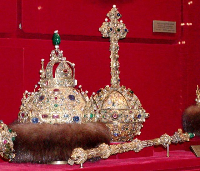 Russian regalia used prior to the Great Imperial Crown. The crown is styled after the Monomakh Cap  Photo Credit