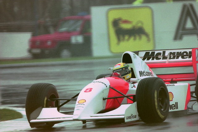 Senna won the 1993 European Grand Prix in changing conditions, in what many considered one of the best drives of his career  Photo Credit